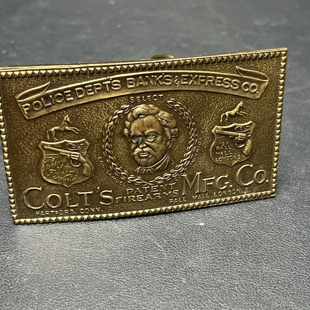 Police Depts Banks & Express Co. Colts Firearms Mfg.Co. Vtg. Signed Belt Buckle